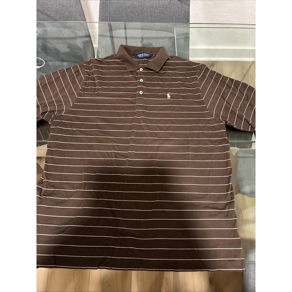 Brown And pink Striped Polo Golf Ralph Lauren Shirt